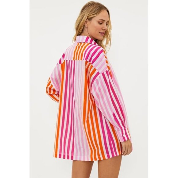 BEACH RIOT Women's Alexa Striped Button Down Top Swim Cover Up S/M - Picture 11 of 12